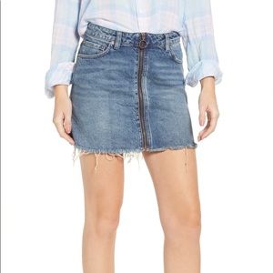 Free People Zip it Up Mini Denim Mini Skirt